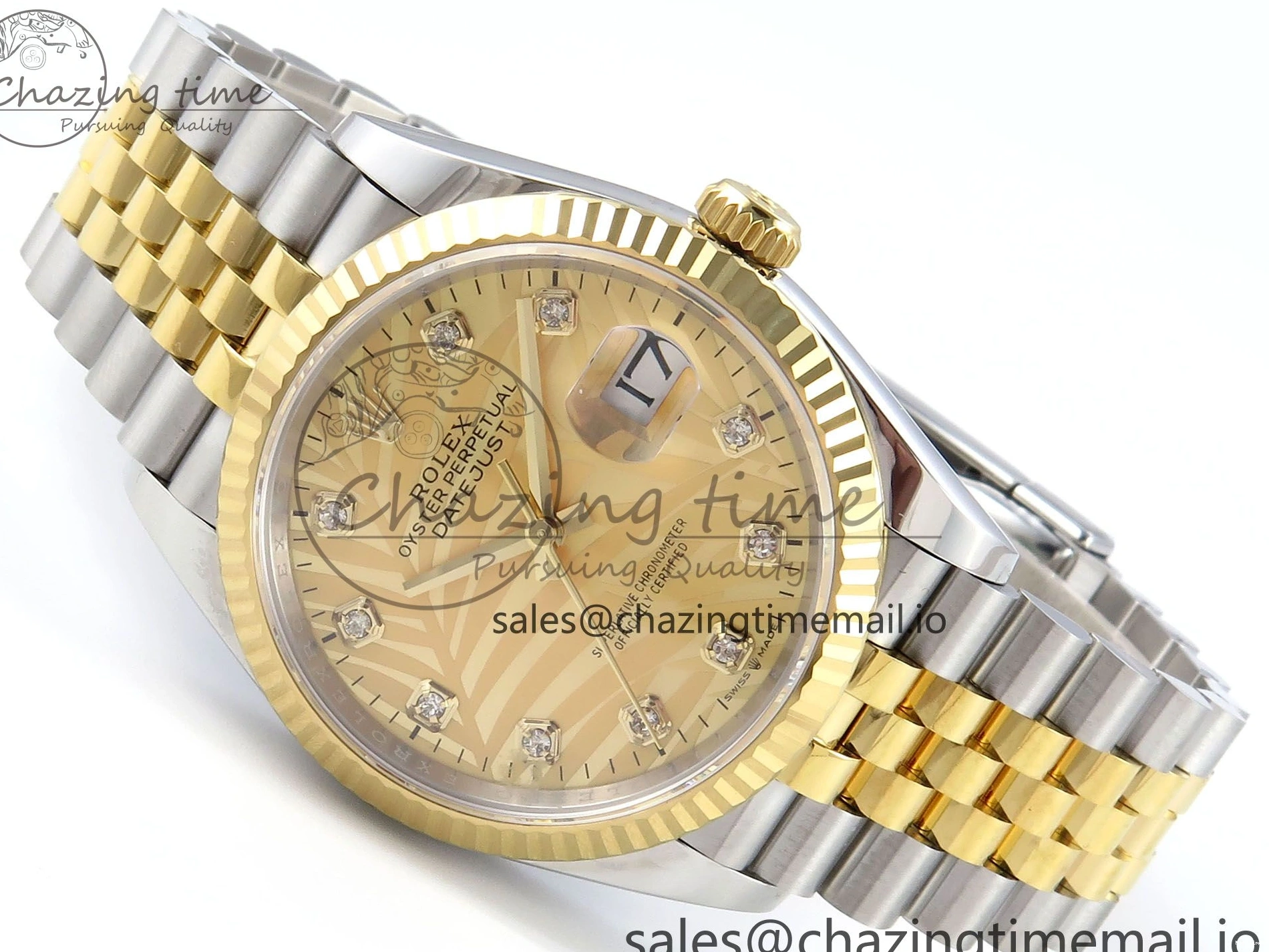 MiroTime 1225 DateJust 36 126233 EWEF Best Edition YG Leaf Dial on SS YG Jubilee Bracelet A Sporty 628